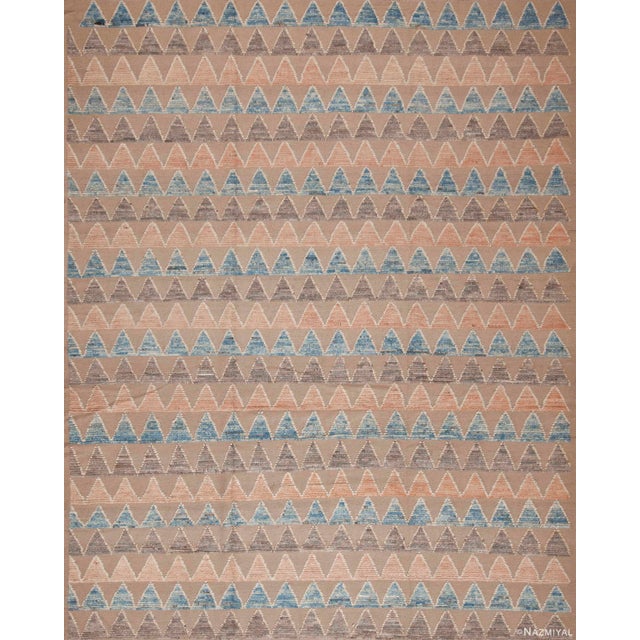 Neutral Modern Contemporary Soft Pastel Geometric Chevron Design Rug For Sale
