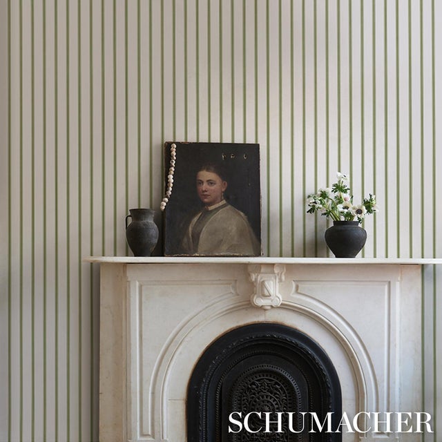 2020s Schumacher Westerly Stripe Wallcovering In Moss For Sale - Image 5 of 6