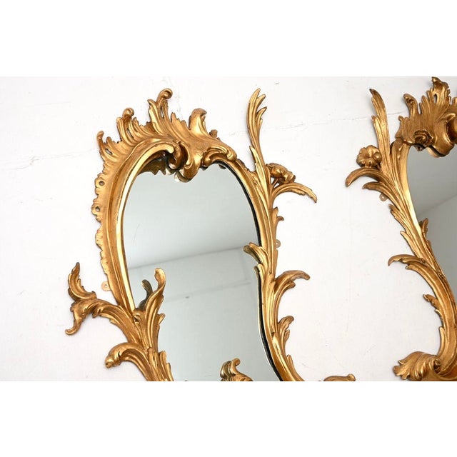 Antique French Carved Gilt Wood Mirrors, 1850, Set of 2 For Sale - Image 4 of 11