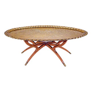 Midcentury Modern Brass Tray Table With Base For Sale