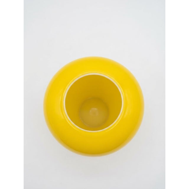 Mid-Century Modern Pair of Mid-Century Modern Sunny Yellow Art Glass Vases For Sale - Image 3 of 5