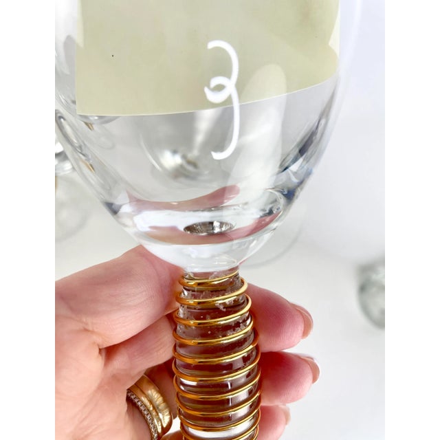 1990s Vintage Modern Kosta Boda Epoque Gold Spiral Stem Anna Ehrner Wine Glass For Sale - Image 5 of 5