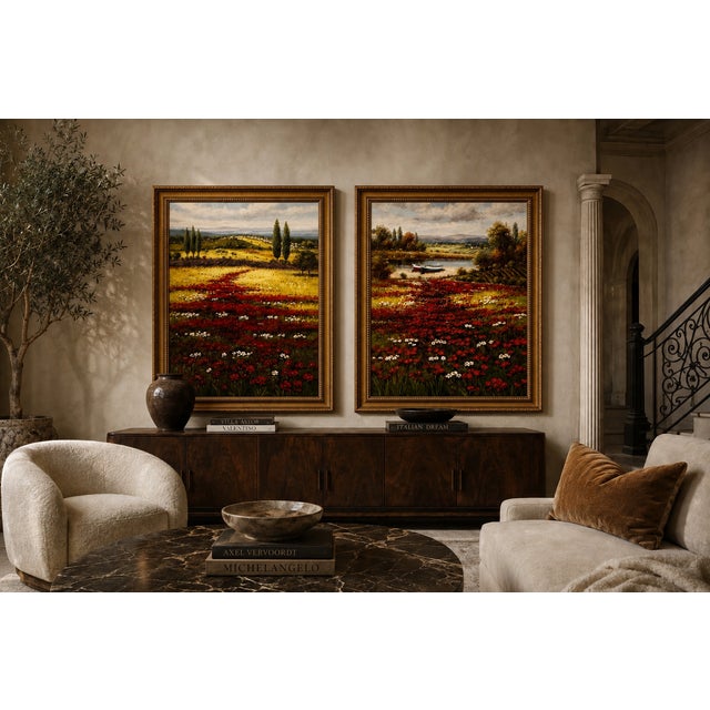 C. Giliano Grand-Scale Italian Countryside Oil Paintings – Pair For Sale - Image 4 of 18