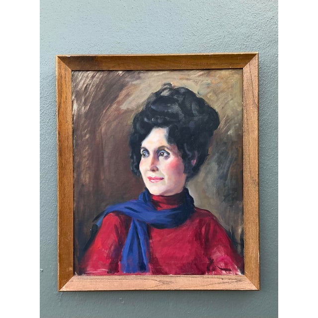 This original oil portrait captures the spirited essence of late mid-century fashion and personality through a bold and...