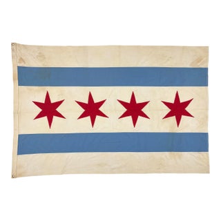 Large Vintage Cotton Sewn Flag of Chicago For Sale