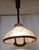 1970s Vintage Adjustable Ceiling Lamp with Beige Marbled Plastic Shade and Beechwood Rim, 1970s For Sale - Image 5 of 9