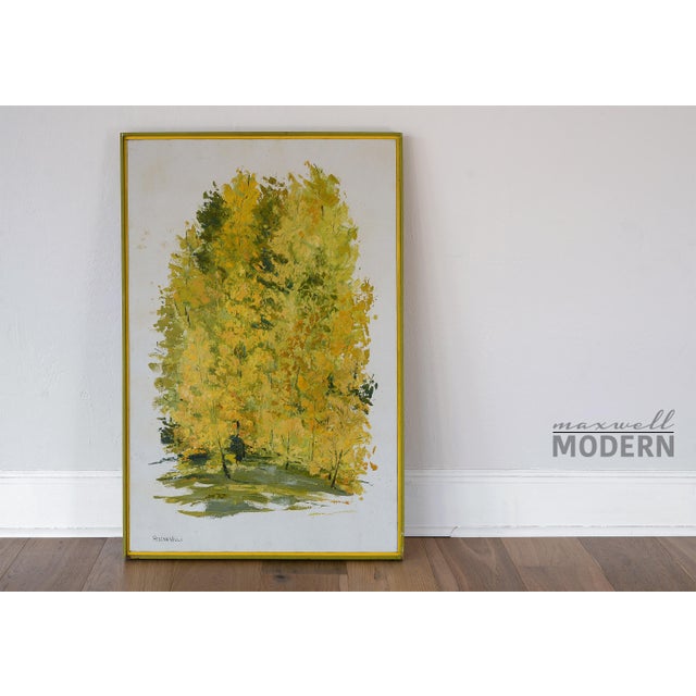 Beautiful mid century era impressionist painting from Bay Area artist Helena Willi depicting a collection of trees in a...