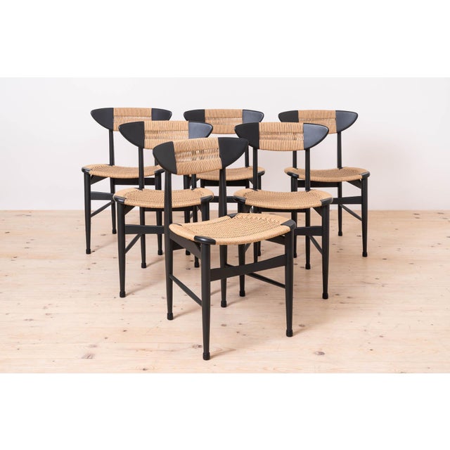 Mid-Century Modern Scandinavian Modern Dining Chairs with Rope Seating and Backrest, 1960s, Set of 6 For Sale - Image 3 of 16