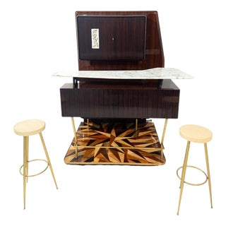 Mid-Century Italian Bar Cabinet with Stools attributed to Osvaldo Borsani, Set of 3 For Sale