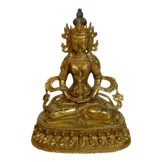 Chinese Gilt Bronze Figure of Seated Tara For Sale