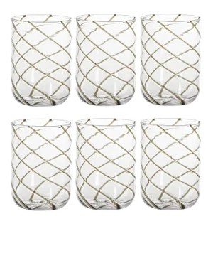 Maltia 6-Piece Set Swirl Design Glass Tumblers, Gray