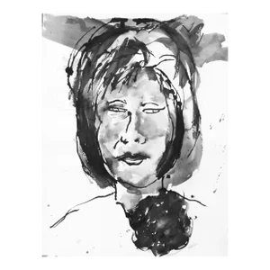 Portrait of a Lady Ink Drawing