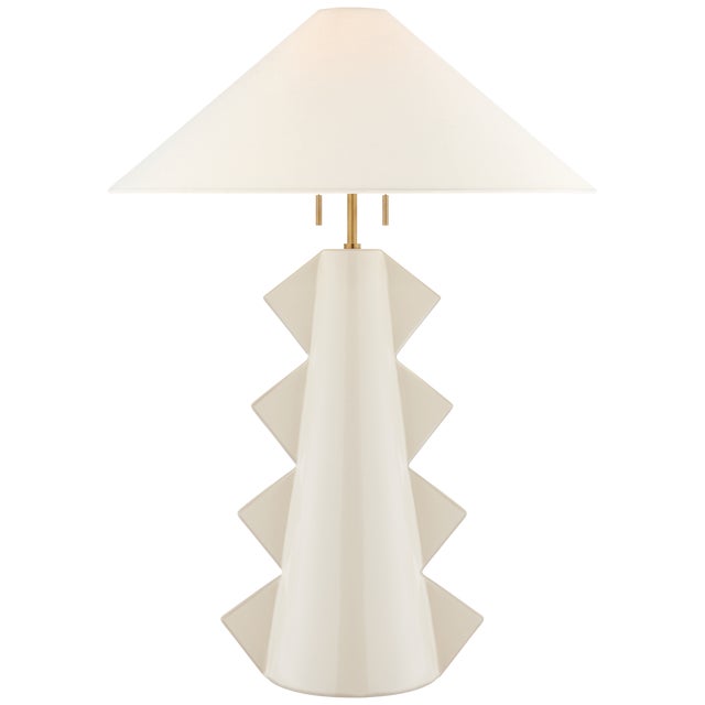 Senso Large Table Lamp in Ivory with Linen Shade Designer: Kelly Wearstler Height: 33" Shade Detail: 3.5" x 24" x 13.75"...