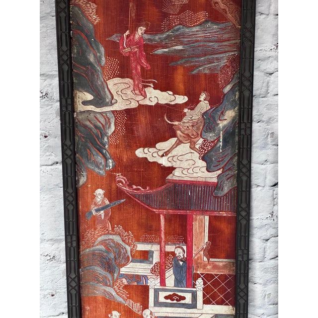 Brown Pair of 18th Century Coromandel Panels With Chinese Chippendale Frames For Sale - Image 8 of 11