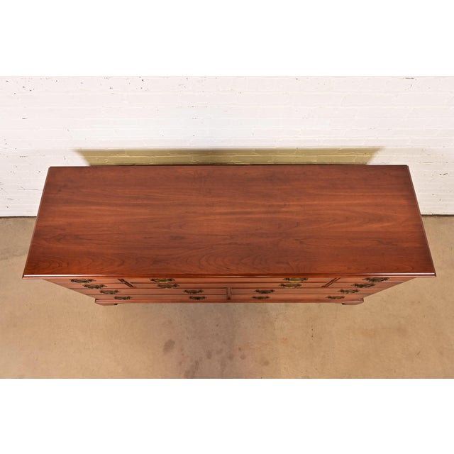 Henkel Harris Georgian Solid Cherry Wood Ten-Drawer Dresser, 1960s For Sale - Image 12 of 15