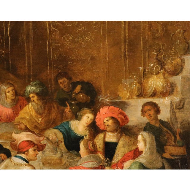After Frans Francken II, The Wedding at Cana, 17th Century, Oil Painting on Canvas, Framed For Sale - Image 4 of 15