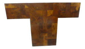 Paul Evans Attributed Cityscape Patchwork Burlwood Console or Dining Table Base