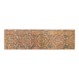 Antique Persian Borderless Sultananbad Rug, in Runner Size, Blue Field & Repeat For Sale