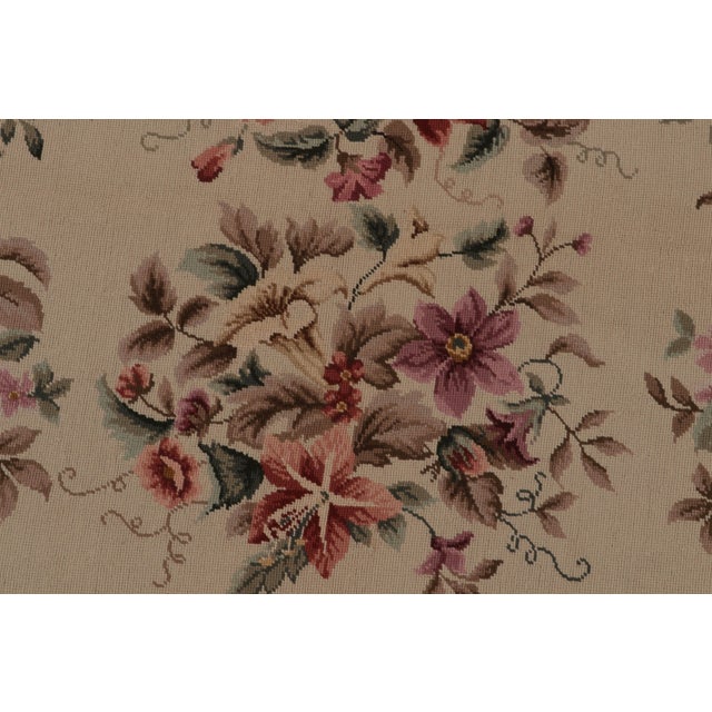 Rug & Kilim Rug & Kilim’s European Style Needlepoint Rug in Beige With Floral Patterns For Sale - Image 4 of 8