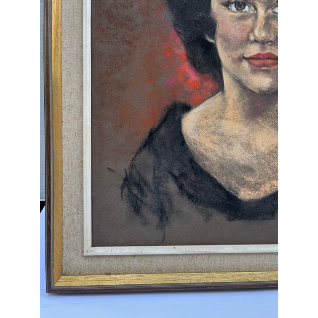 Mid 20th Century Vintage Original Female Portrait Painting For Sale - Image 5 of 7