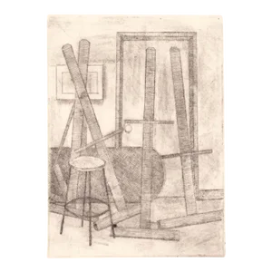 Easels Studio Interior Etching on Paper