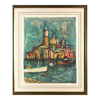 View of San Giorgio in Venice, Paul Augustin Aïzpiri Lithograph For Sale