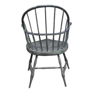 Green Sack Back Windsor Arm Chair Distressed Finish Bench Made