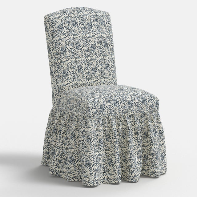 Blue Stoffer Home x Cloth & Company Thelma Ruffle Camel Back Dining Chair in Willow Vine Navy For Sale - Image 8 of 8
