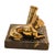 Vintage Solid Brass French Bulldog Pen Stand on Italian Portoro Gold Marble Base For Sale - Image 4 of 8