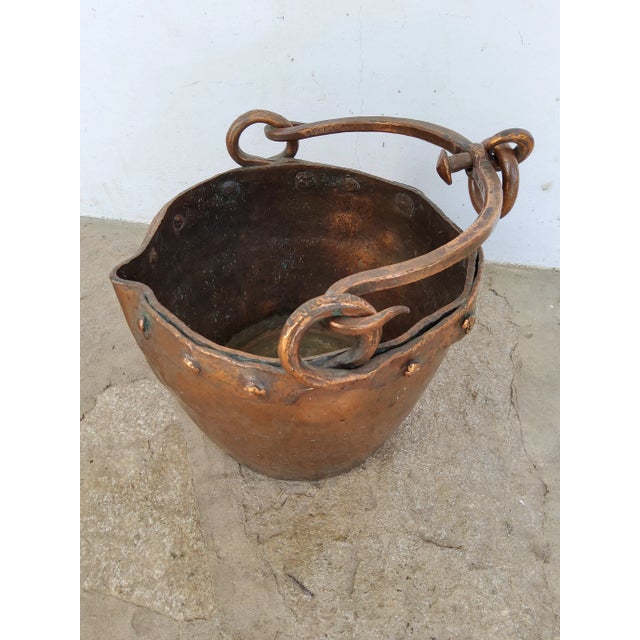 Antique Italian Wrought Iron and Copper Well Bucket For Sale - Image 9 of 13