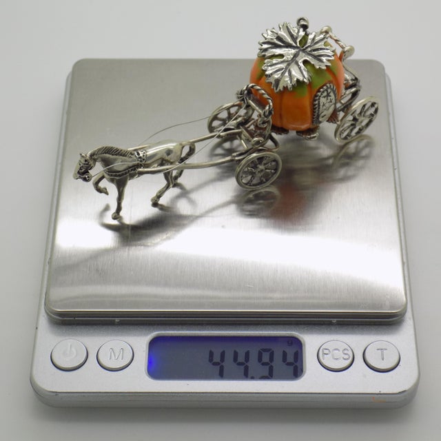 Vintage Italian Silver 800 Cinderella Pumpkin Carriage Figurine by Conti Marco, Arezzo, 1980s For Sale - Image 10 of 13