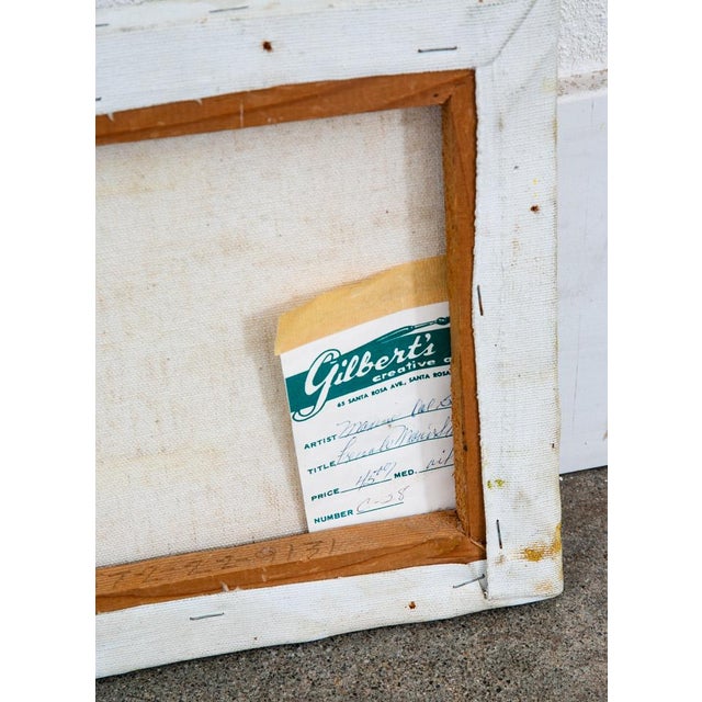 Yellow Mid Century Modern Oil Painting Original Art Abstract Landscape Signed M. Dalben For Sale - Image 8 of 11