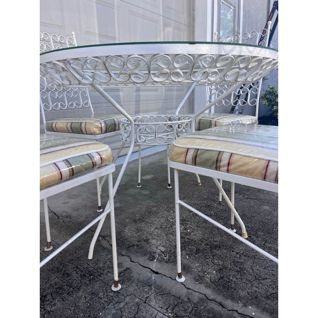 White Mid-Century Arthur Umanoff Wrought Iron Patio Set For Sale - Image 8 of 11
