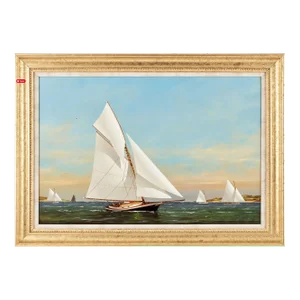 Yacht Racing Off Cape Cod, Vernon Broe (American 1930-2011), Oil on Board