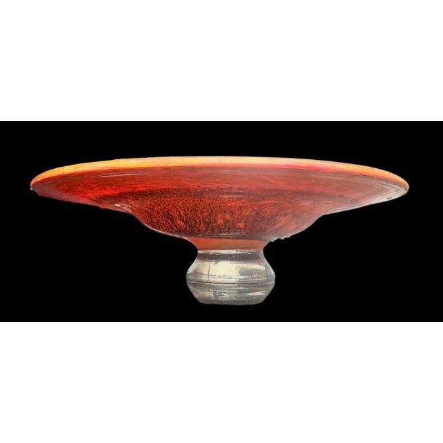 1970s Vintage Swirls Multicolor Heavy Novica Glass Wide Fruit Bowl Murano Style, Brazil For Sale - Image 5 of 9