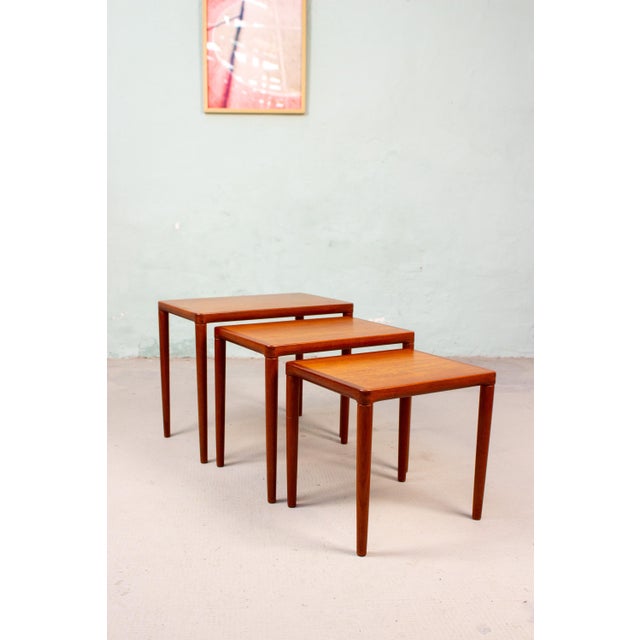 Vintage Danish Bramin Nesting Tables in Teak by H.W. Klein for Bramin, 1960s, Set of 3 For Sale - Image 6 of 15