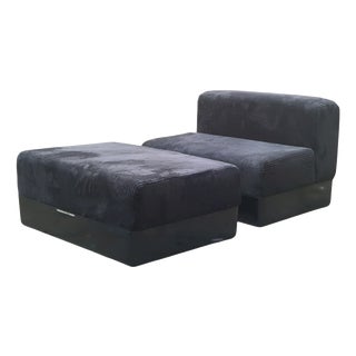 Set of Chair with Ottoman by Carlo Bartoli for Giuseppe Rossi, Italy, 1970s For Sale