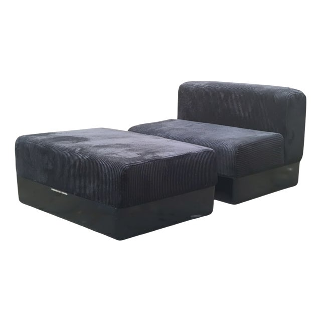 Set of Chair with Ottoman by Carlo Bartoli for Giuseppe Rossi, Italy, 1970s For Sale