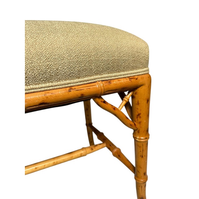 Mid-20th Century Chinese Chippendale Faux Bamboo Stool For Sale - Image 4 of 8