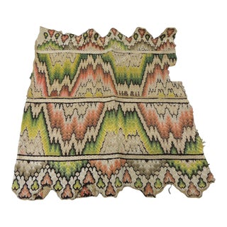 Antique Green and Orange Bargello Textile Fragment For Sale