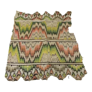 Antique Green and Orange Bargello Textile Fragment