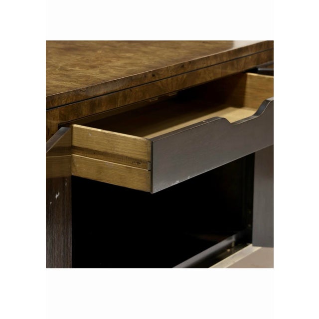 1970s Burl and Brass Greek Key Credenza Attributed to William Doezema for Mastercraft For Sale - Image 4 of 8