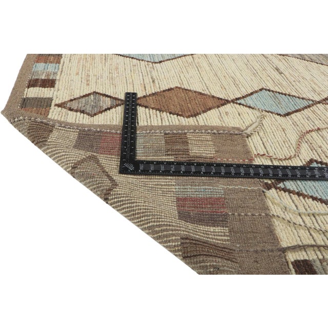 Textile Earth-Tone Short PIle Moroccan Rug - 08'05 X 10'03 For Sale - Image 7 of 11