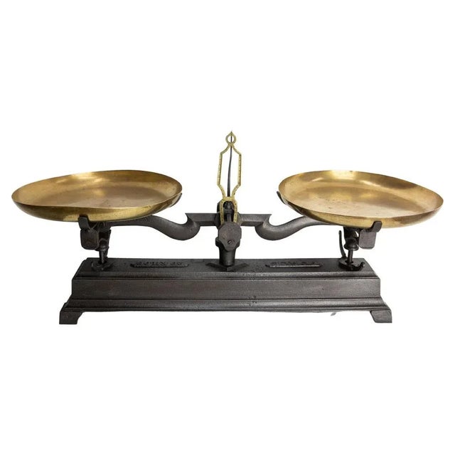 This trade scale was made in the late 19th century in france? it was a scale used by traders for retail brass and cast-...