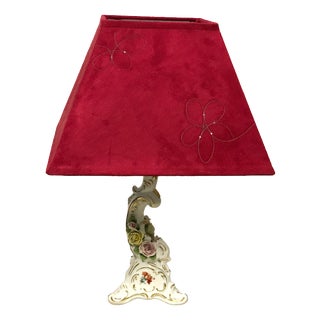 Porcelain Table Lamp with Fabric Shade from AK Kaiser, 1960s For Sale