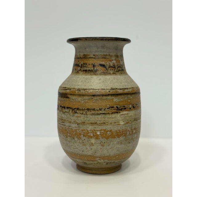 Mid-Century Modern Organic Studio Art Pottery Vase, Signed For Sale - Image 4 of 7