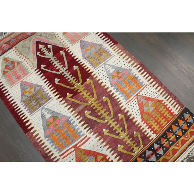 Textile Vintage Turkish Flatweave Prayer Rug For Sale - Image 7 of 8