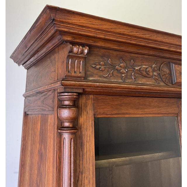 Antique French Glazed Oak Display Bookcase For Sale - Image 5 of 14