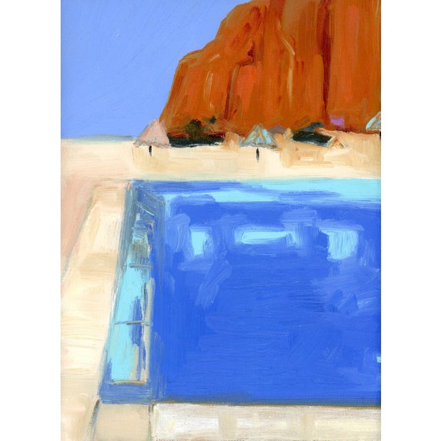 After David Hockney Abstract Poolside Beach Landscape Oil Painting by Alexandra Swistak For Sale - Image 10 of 11