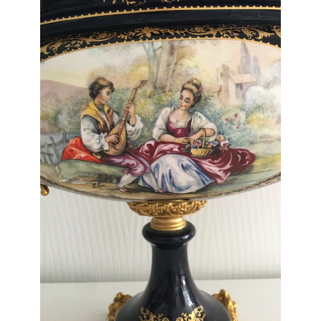 Victorian Late 19th Century Acf Victorian Romantic French Porcelain Gilt Vase For Sale - Image 3 of 13